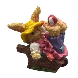 K'S Collection Handcrafted Resin Bunny Figurine Yellow Purple Dress Ball READ